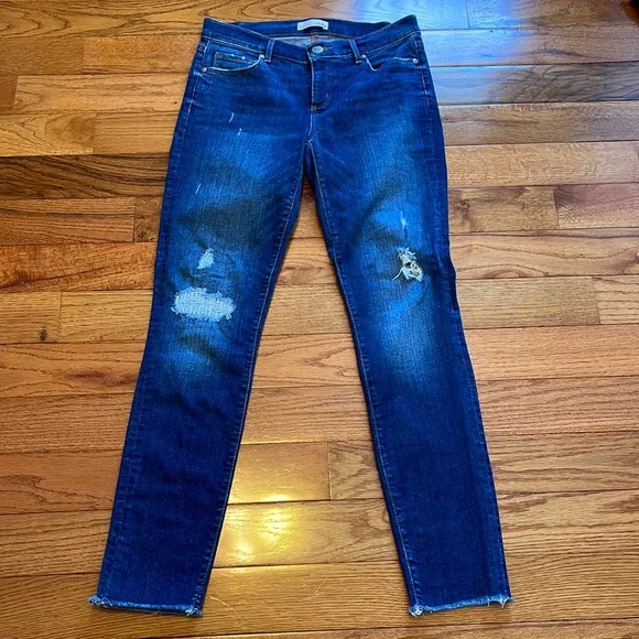 LOFT MODERN SKINNY DISTRESSED JEANS - Picture 1 of 9